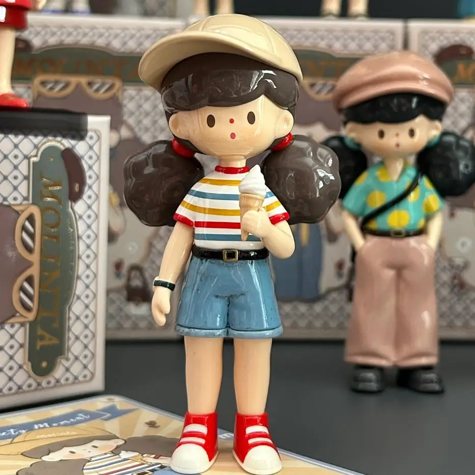 本物の Molinta レトロガールズシリーズブラインドボックスおもちゃかわいいアクションアニメフィギュアかわいいミステリーボックスモデルデザイナー人形デスクトップデコラ