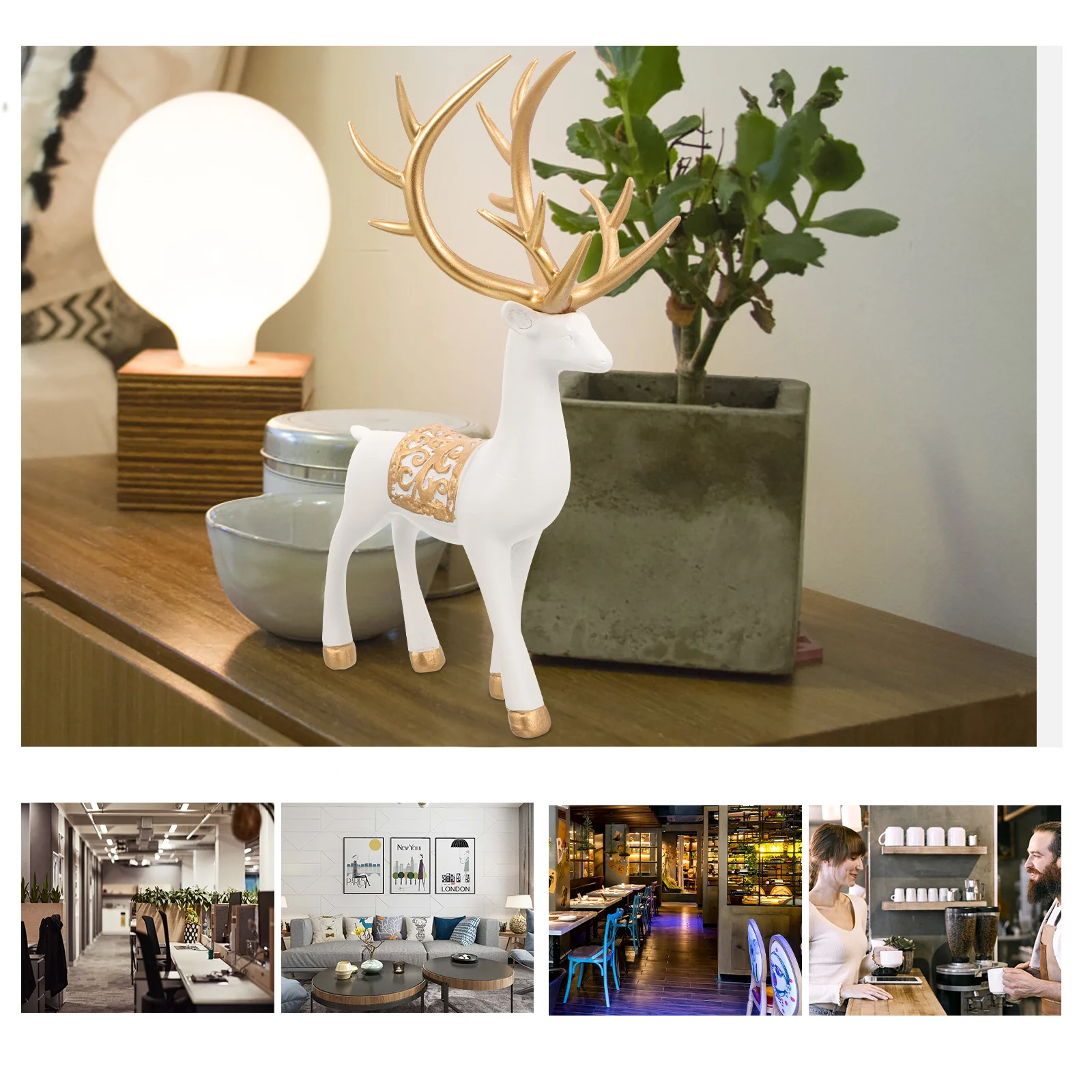 

1Pair Resin Deer Statues Christmas Reindeer Decor Elk Ornaments Exquisite Handmade Craftsmanship Deer Craft Ornament