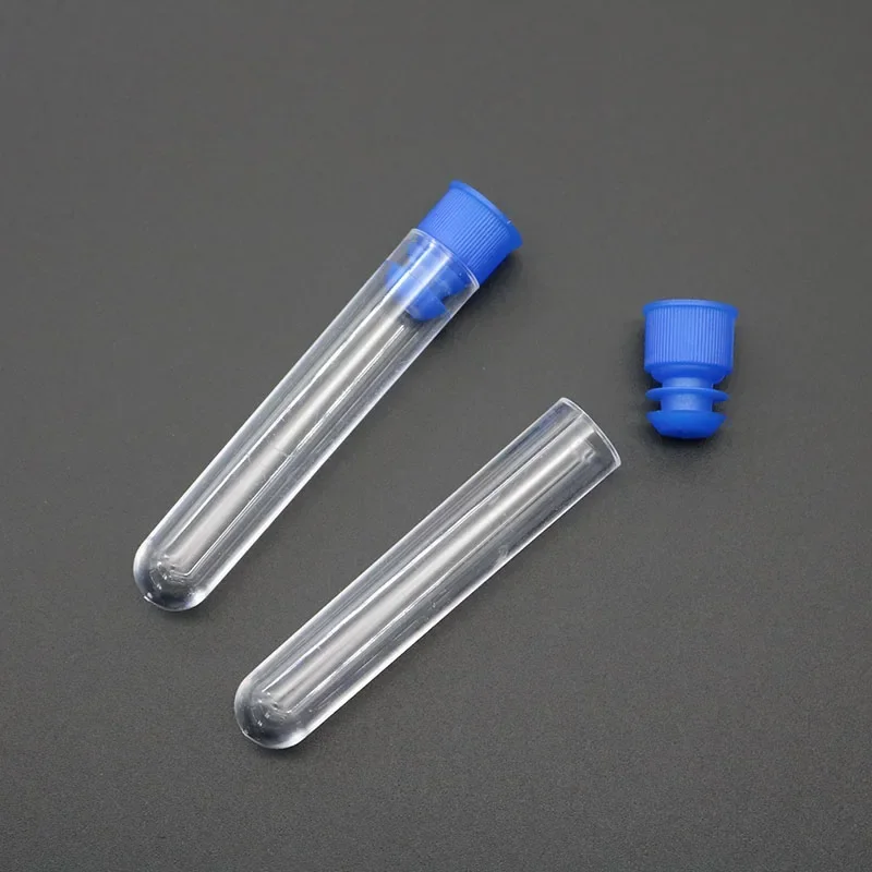 10 Plastic Transparent Test Tube Laboratory Test Instruments Biochemical Experiment School Scientific Blood Test Equipment 60mm