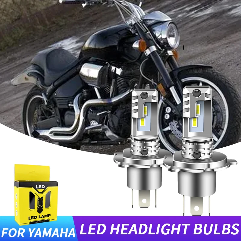 2PC For Yamaha Road Star XV1600 XV1700 H4 9003 Motorcycle LED Headlight Bulbs High & Low Beam H4 12000lm 6000K