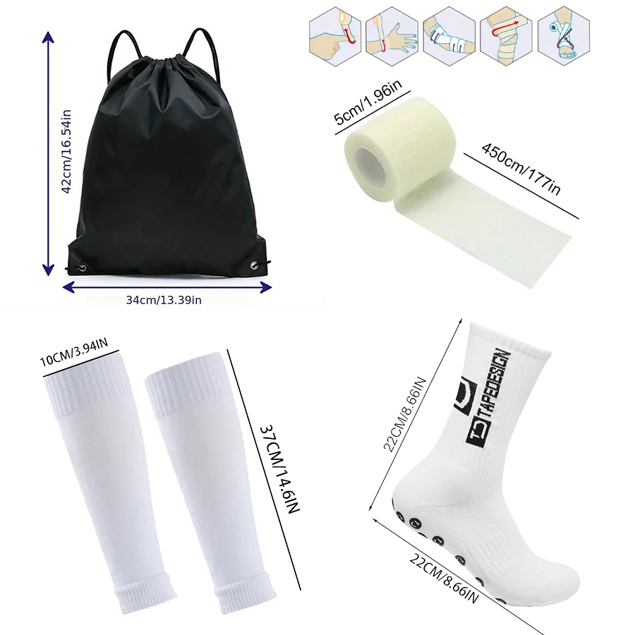 4PCS Set Drawstring Ball Bag Men Women Outdoor Soccer Football Socks Cycling Leg Cover Shin Pads Training Shank Board Bandages view 6