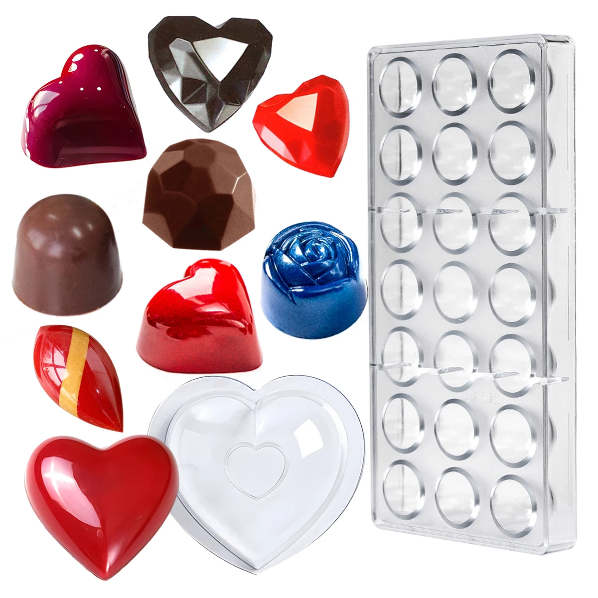 Chocolate Mold Valentine's Day Polycarbonate Candy for Baker Trays Pans Confectionery Bakery Baking Pastry Tools