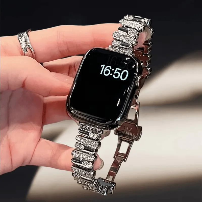 Unregelmäßiges Armband für Apple Watch Ultra 2 49mm 46 45 44 42 38 40 41mm Metallarmband für iWatch Series Ultra Se/12/11/10/9/8/7/6/5