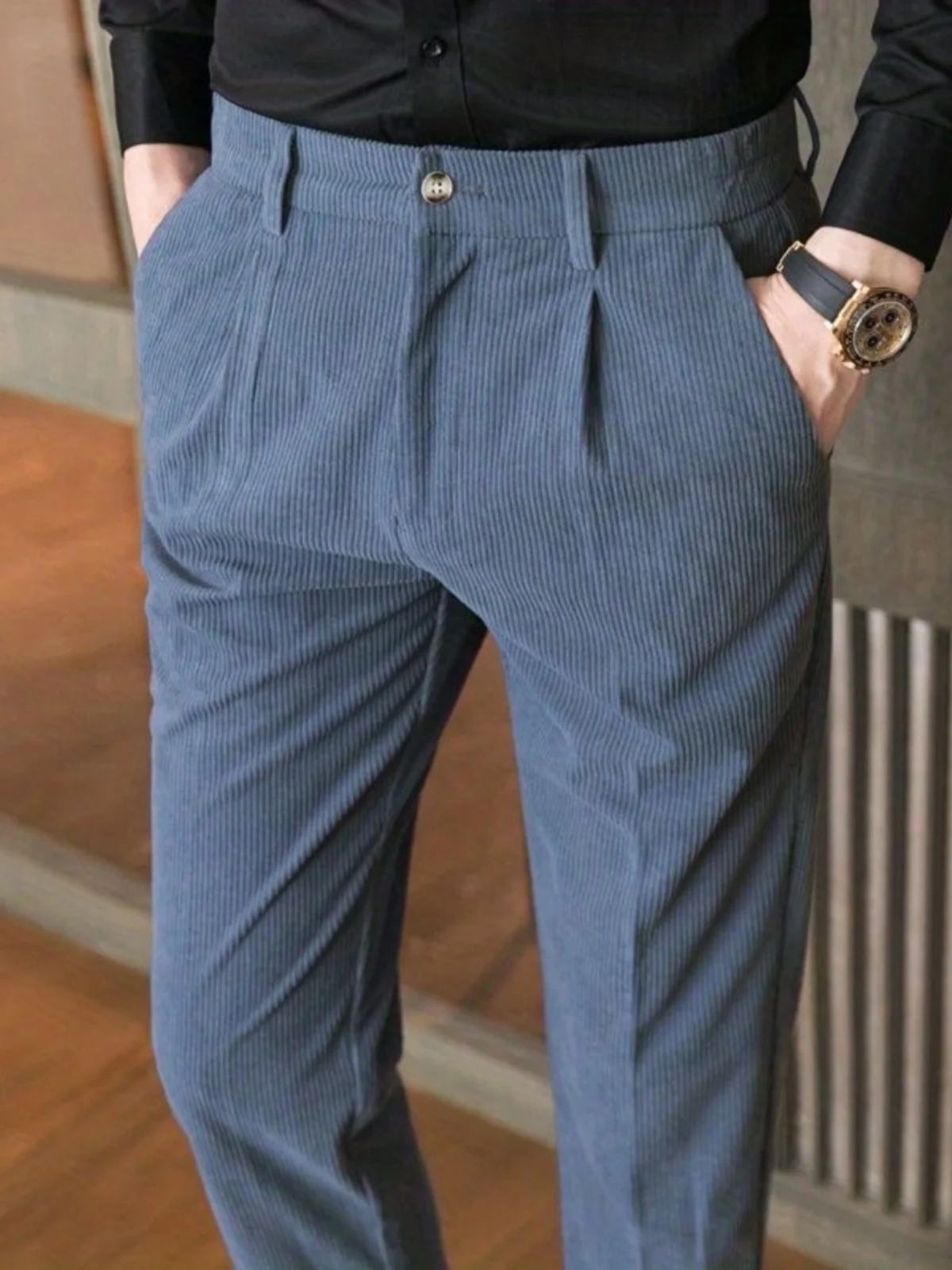 

Мужские вельветовые брюки для осени и весны, повседневные, деловые, для мужчин среднего возраста, длинные, из вельвета