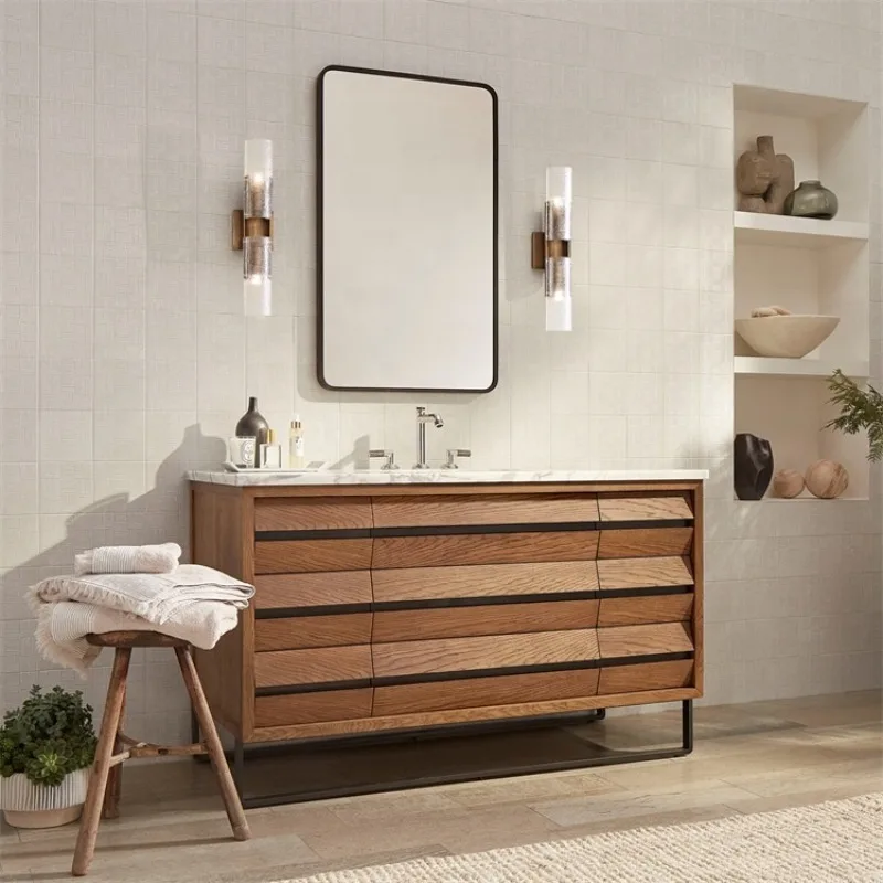 

High-end bathroom cabinet set waterproof solid wood design modern bathroom vanity