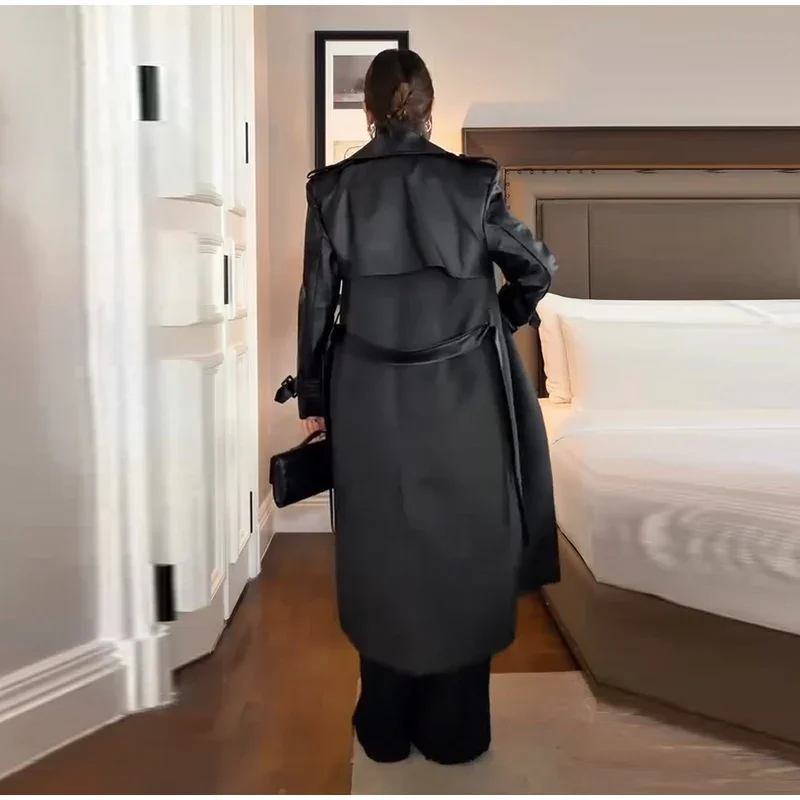 Lange Wollmäntel mit Paneelen und Gürtel, Damen, Streetstyle, Revers, lange Ärmel, Knopfleiste, lockere Jacken, Herbst, schick, neue warme Oberbekleidung – Detail 31