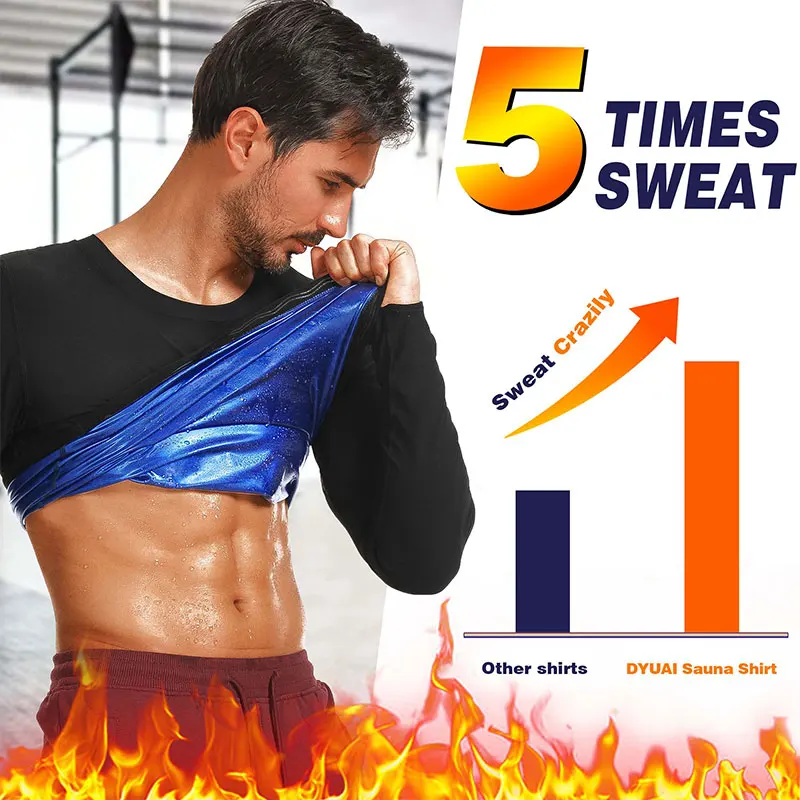 Sauna Shirt for Men Sweat Sauna Suits T-shirt Heat Weight Loss Trapping Compression Vest Long Sleeve Body Shaper Workout