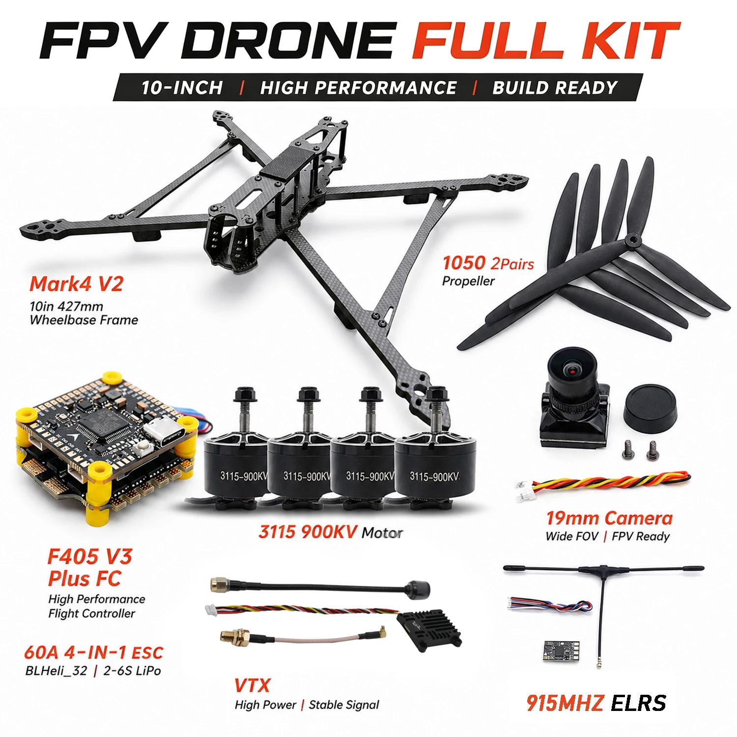 Drone Motor Rc Car - إطار Mark4 V2 بطول 10 بوصات