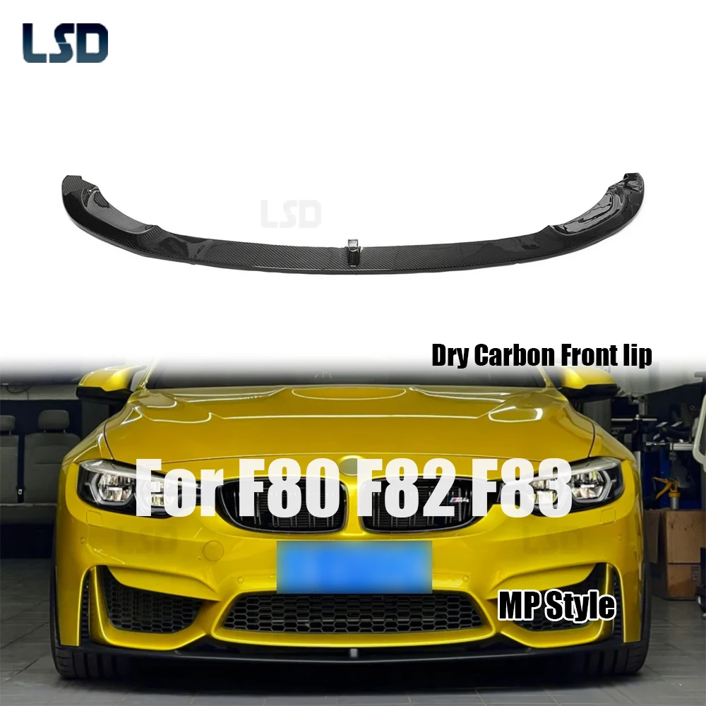 

For BMW 2014-19 F80 M3 F82 F83 M4 Real Dry Carbon Fiber Front Lip Bumper Wings MP Style Competition