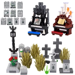 City Halloween Skeleton Figure Building Block Accessories Piano Cemetery Tombstone Animal Plant Gift Toy For Kids Bricks M100