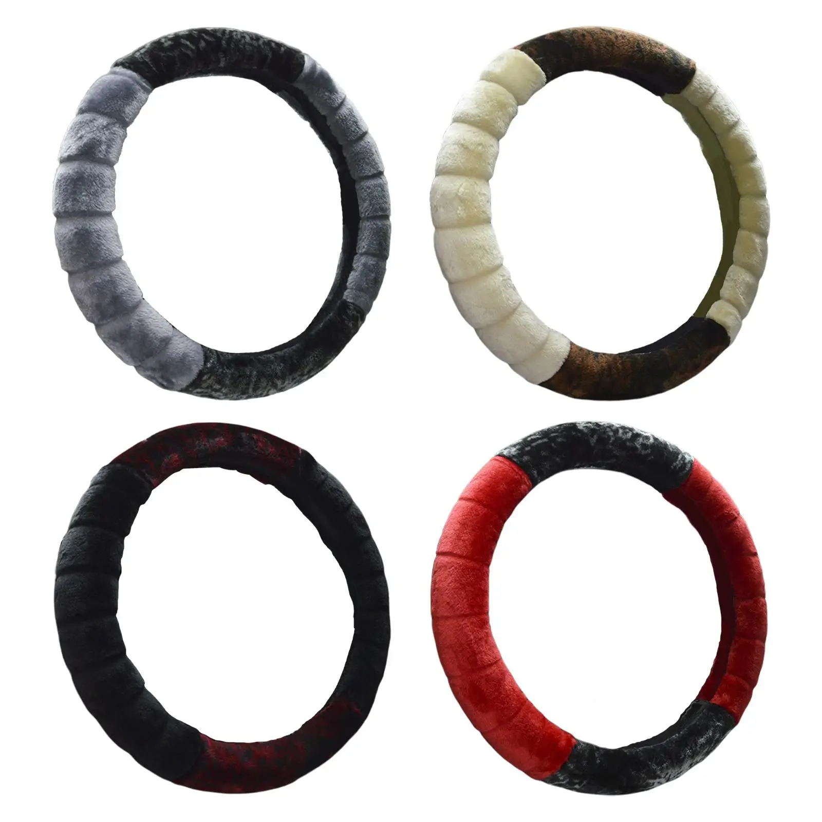 Car Steering Wheel Cover Classic Universal 15 inch Interior Accessories Soft Plush Accessories Anti- for , Easy to Install