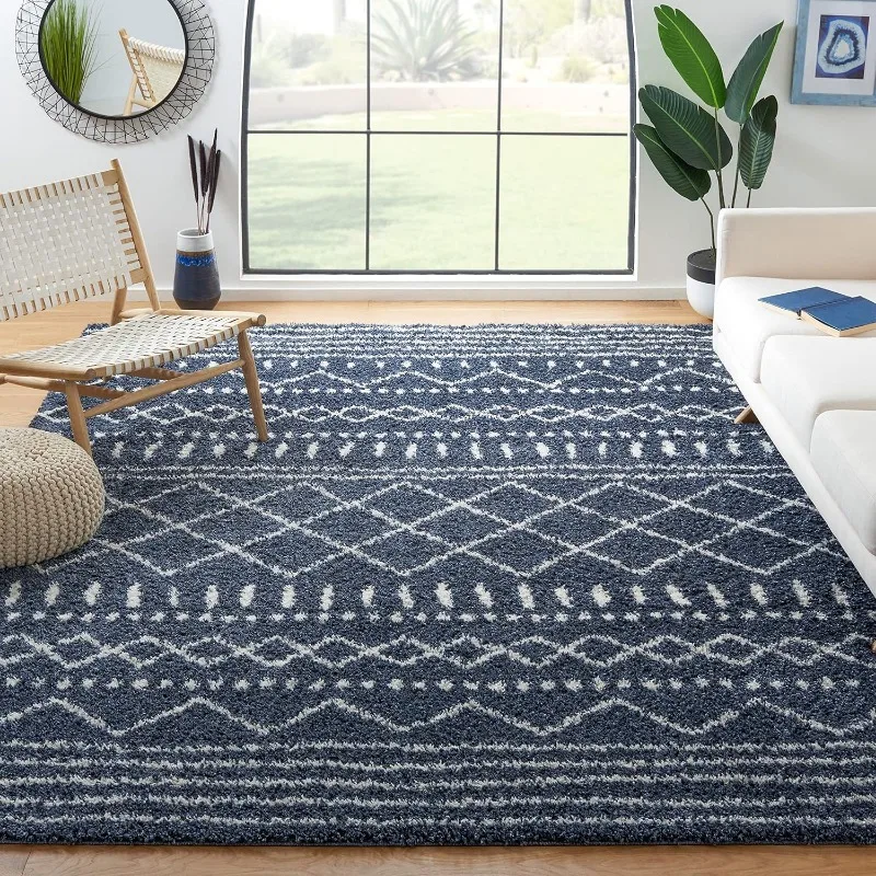 

Arizona Shag Collection Area Rug - 9' x 12', Slate Blue & Ivory,1.6-inch Thick Ideal for High Traffic Areas in Living Room