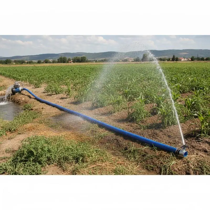 Tuyau de refoulement plat en PVC de 1 pouce, construction en fibre de polyester renforcée, résistant à la haute pression et sans plis, pour l'irrigation des jardins, le pompage agricole et le transfert d'eau, longueur de 50 mètres, bleu