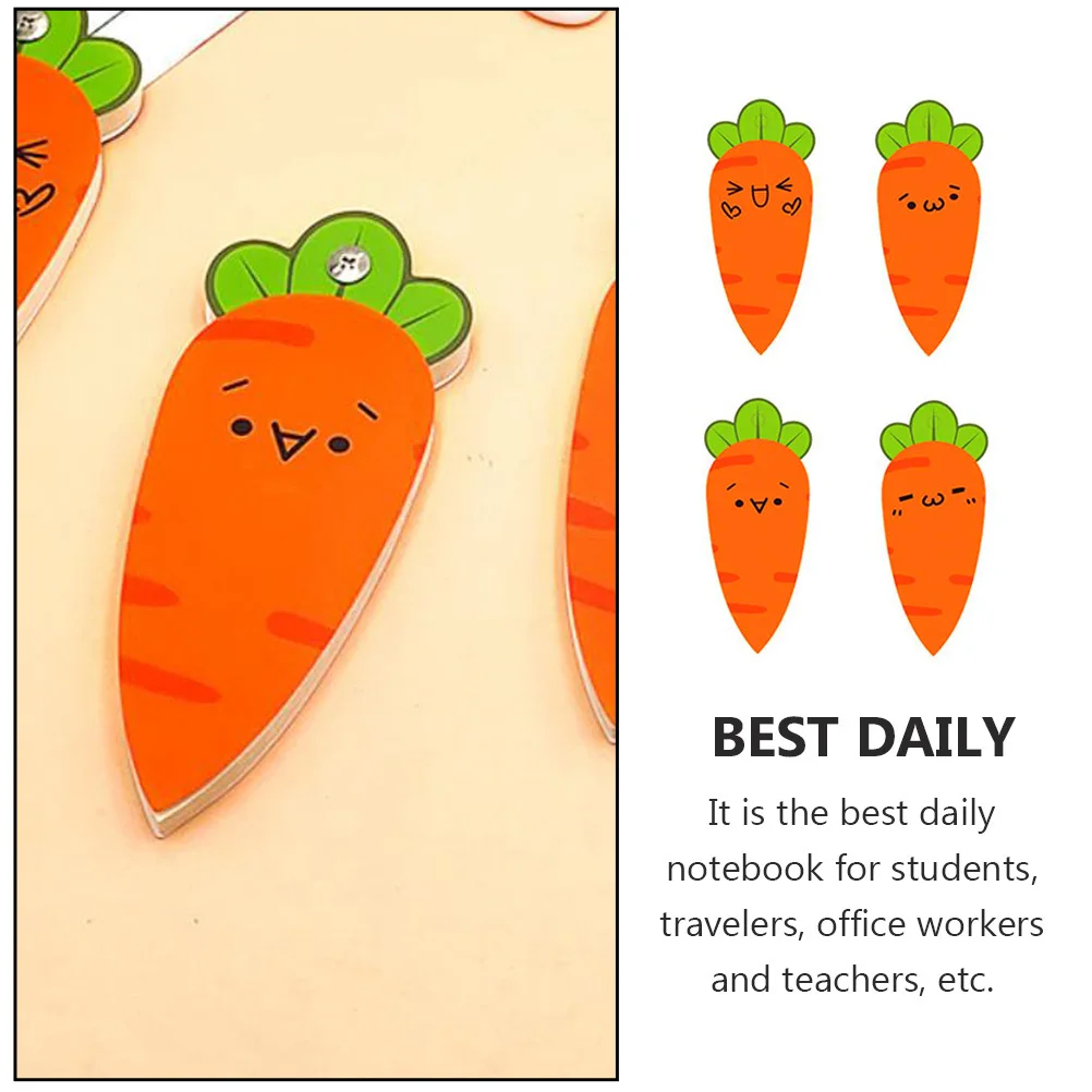 4Pcs Mini Notepads Blank Notebooks Cute Carrot Design Portable Memo Pads Writing Diaries School Office Use Mini Notepad
