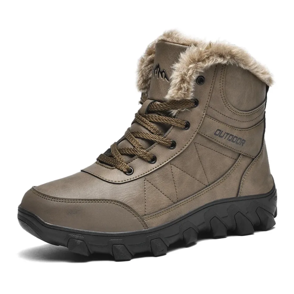 

Winter Snow Boots Men Outdoor Shoes High-top Lace-up Anti-slip Ankle Boots Keep Warm Comfortable Plush Casual Shoes