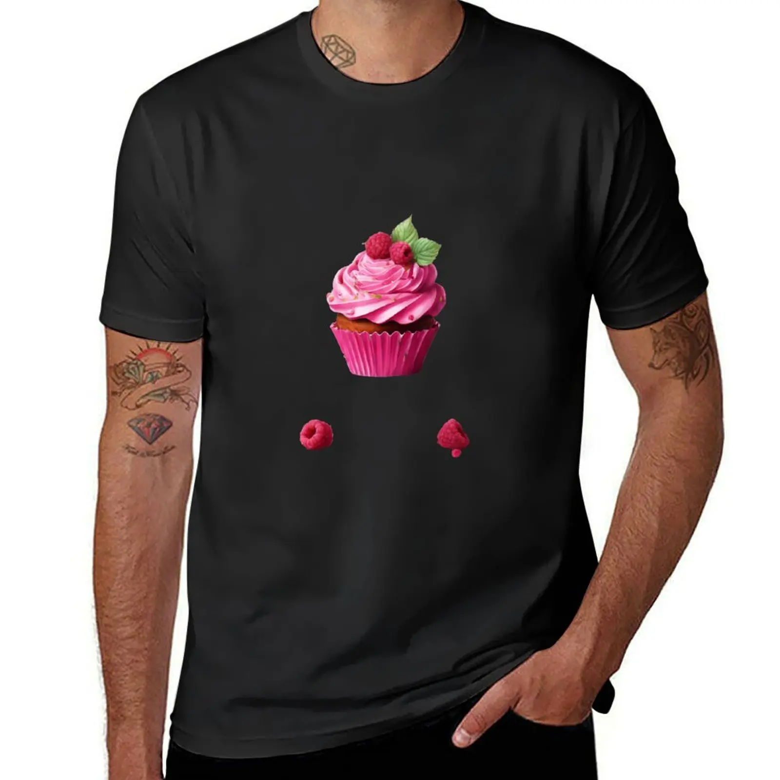 Pink Cupcake for real Baking Lovers, sugar frosting, food T-Shirt customs korean fashion slim fit t shirts for men