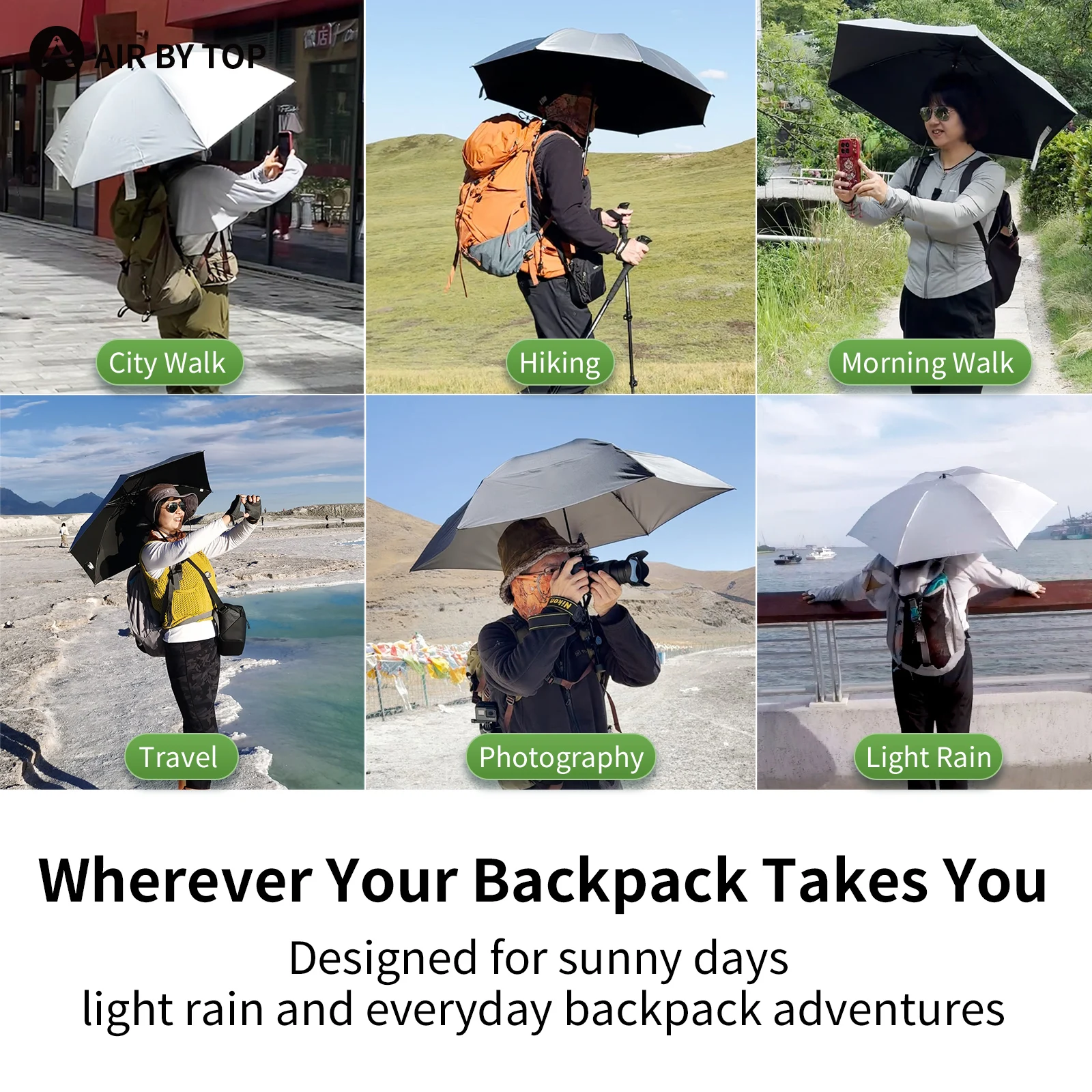 Clip para Paraguas de Mochila AIR BY TOP, Manos Libres, Ligero, para Senderismo al Aire Libre, Dispositivo Fijo para Sujetar Paraguas, para Facilitar el Trekking