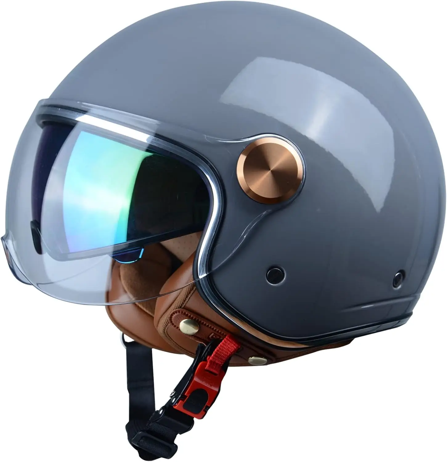 

Open Face Motorcycle Helmet for Adults, DOT Approved,3/4 Retro Vespa Helmet, Dual Visors Men's and Women's Motorbike Casco for M