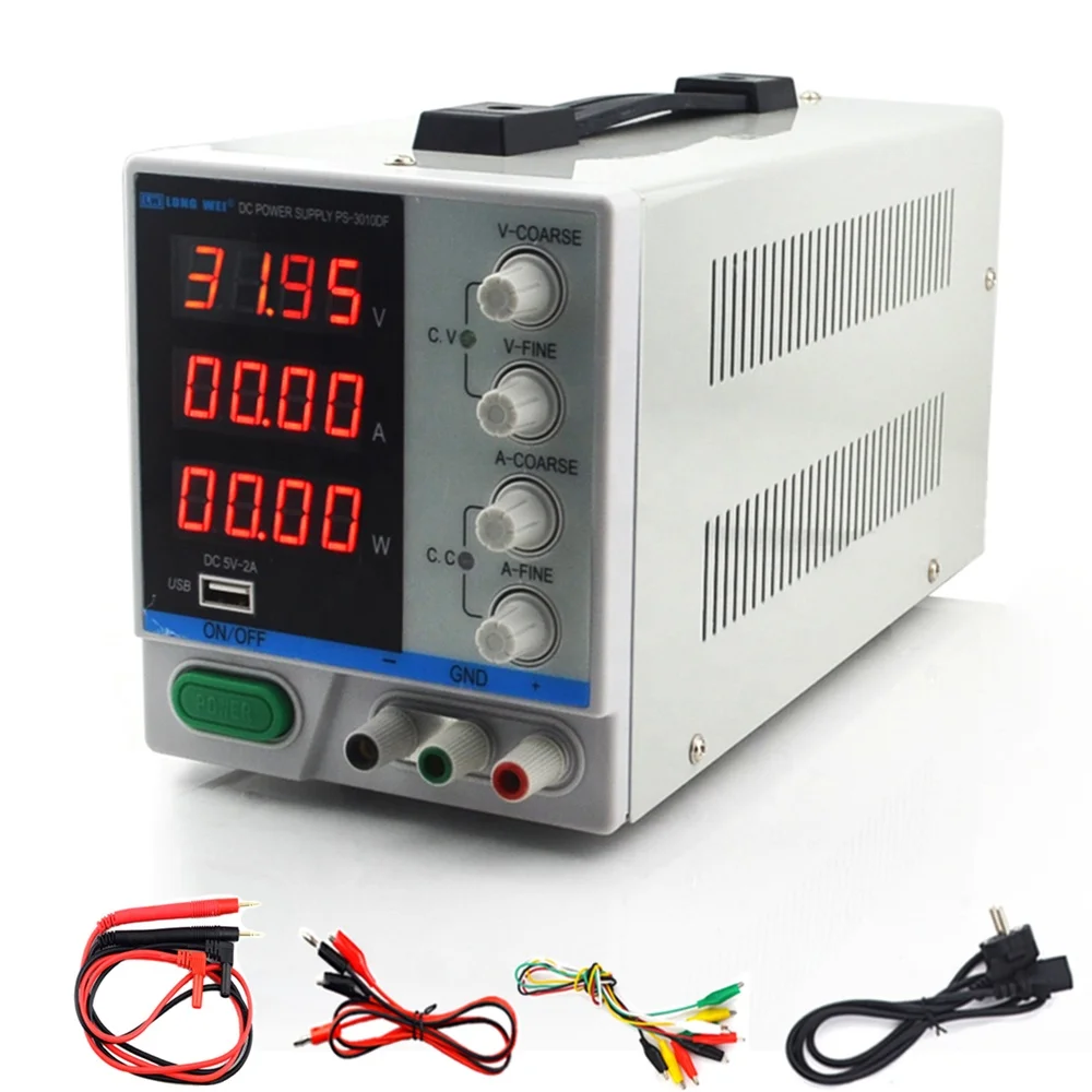 New PS-3010DF DC Power Supply Adjustable 30V 10A 4 Digit Display USB Charging Repair Switching Regulator Laboratory Power Supply