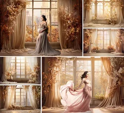 Mehofond Photography Background Autumn Room Window Floral Adult Birthday Maternity Wedding Portrait Decor Backdrop Photo Studio