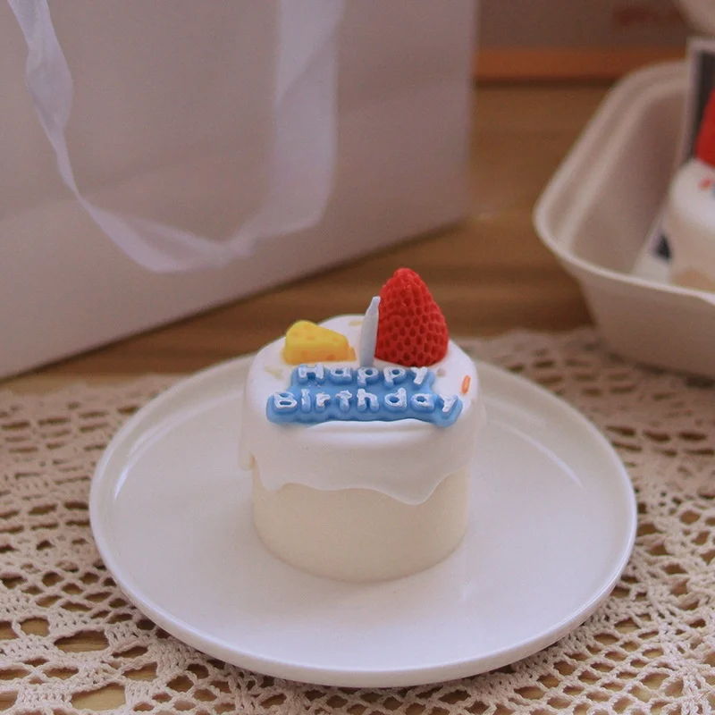 Mini Birthday Cake 3D Silicone Emulational Cake Candle Mould Scented Soap Mold Handmade Molds Resin Clay Making Cake Decor
