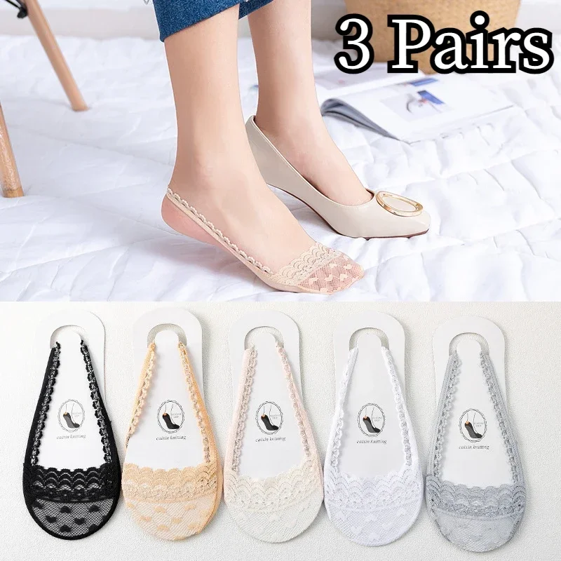 3-parowe skarpetki damskie Letnie jesienne koronkowe skarpetki dziewczęce Ultrathin Invisible Breathable Sexy Lady Sock Cotton Sock Meias Sox New