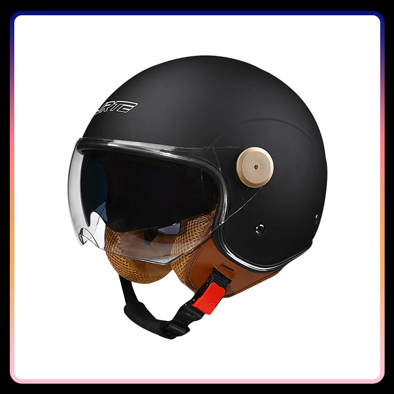 

Vintage Semi-open Helmets Men Women DOT ECE Double Visor Open Face Helmets Motorcycle Accessories 3/4 Open Half Helmet Daul Lens