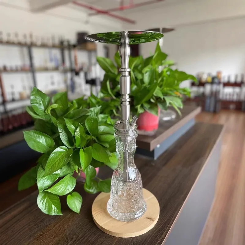 Narguilé en acier inoxydable, narguilé en bouteille en verre russe à douille, tube unique, poignée en acier inoxydable