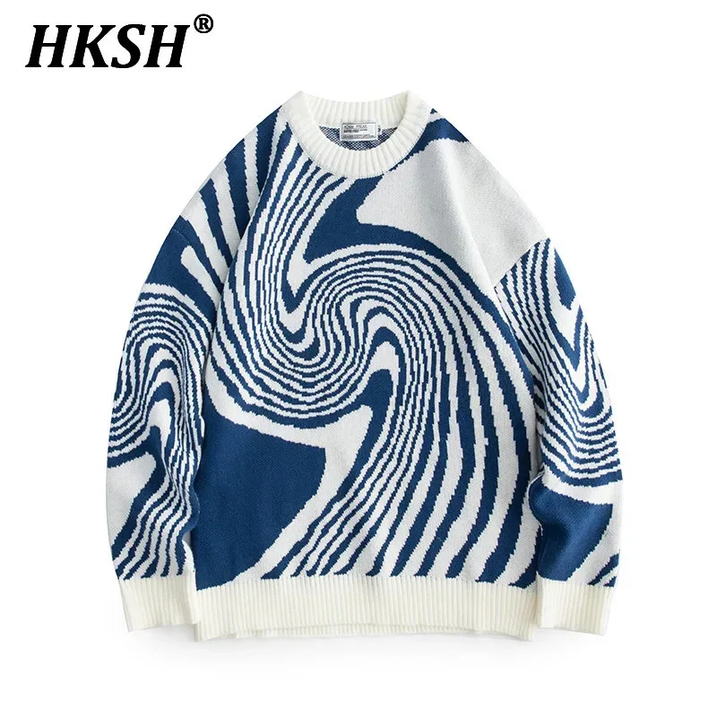 HKSH Lente Herfst Winter Nieuwe mannen Tij Streetwear Mode Geometrische Ringvormige Jacquard Gebreide Trui Top Trui Vrouwen HK2751