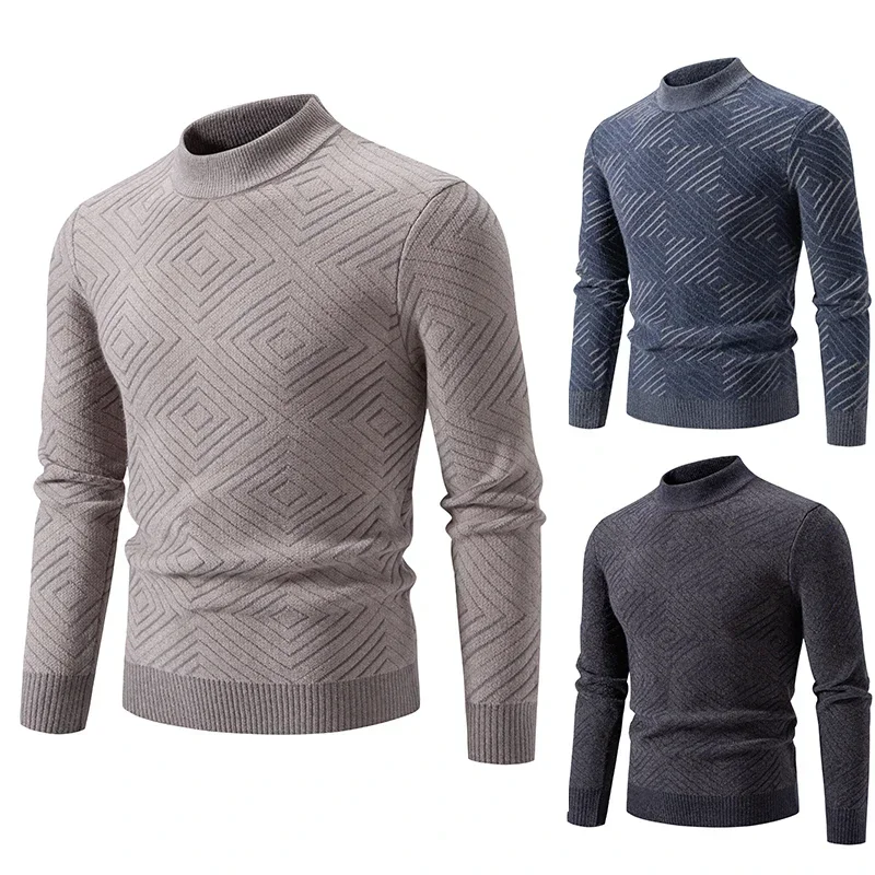 

High Quality Men's New Autumn and Winter Casual Warm Color Block Sweater Knit Tops Man Clothes