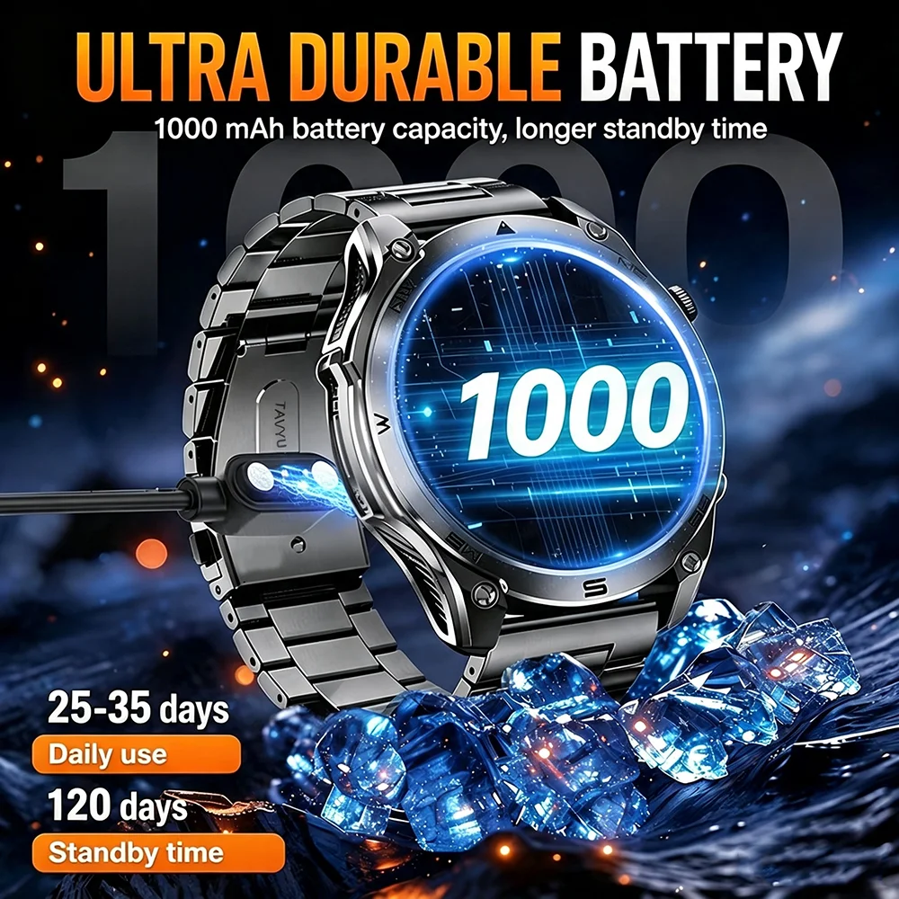T-Rex 3 ULtra Military Grade 1000mAh Battery Smart Watch 10ATM Waterproof GPS call AMOLED HD Men 100+Sports 2026 New Smart watch