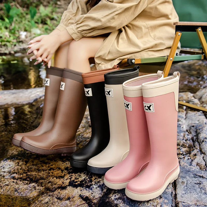 Spring-autumn High Rubber Boots Women Waterproof Work Garden Galoshes Female Oil-proof Non-slip Rain Shoes Fishing Water Boot