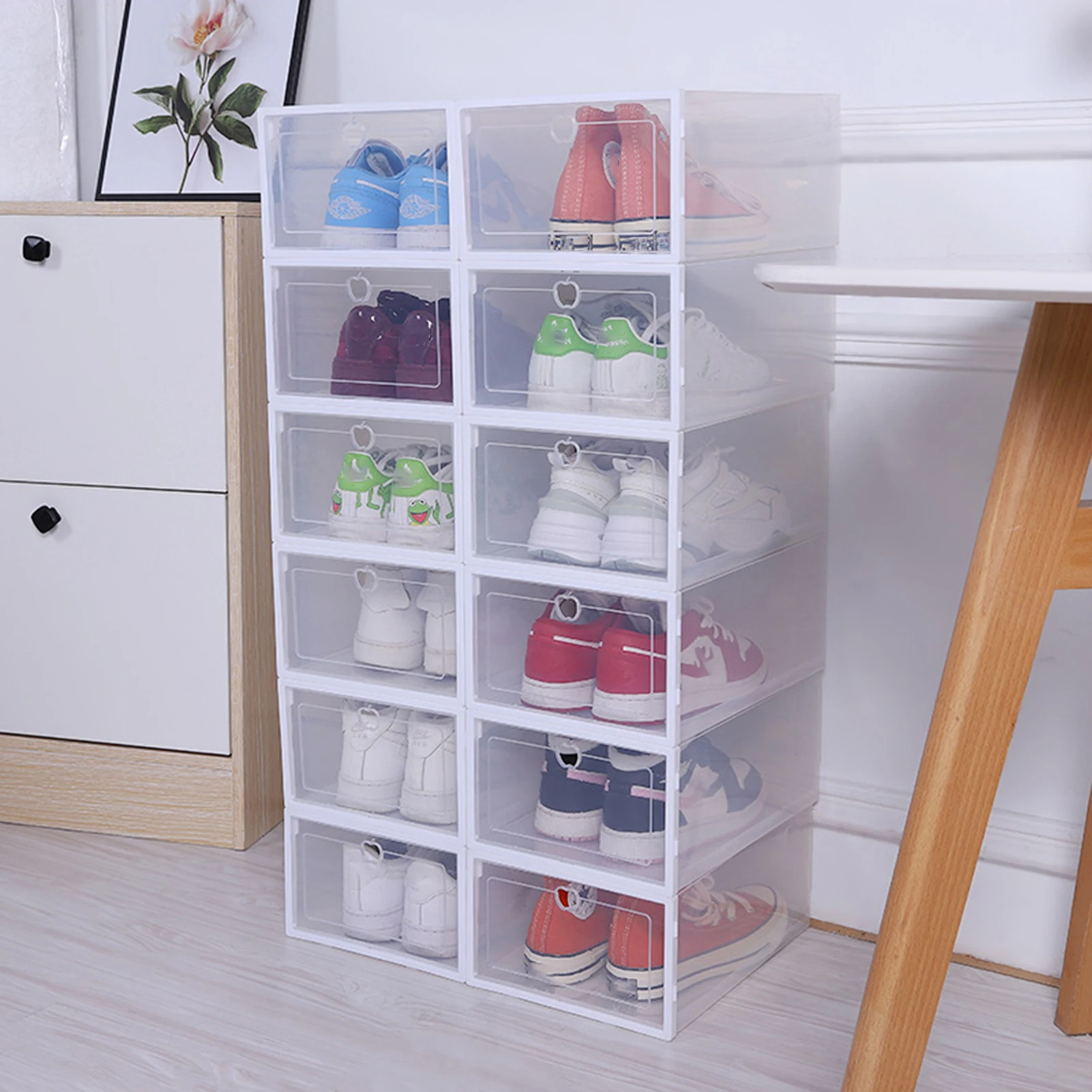 Shoe Box Transparent Home Organizer for Men Women Stackable Plastic Sneaker Storage Case Dustproof Durable Container