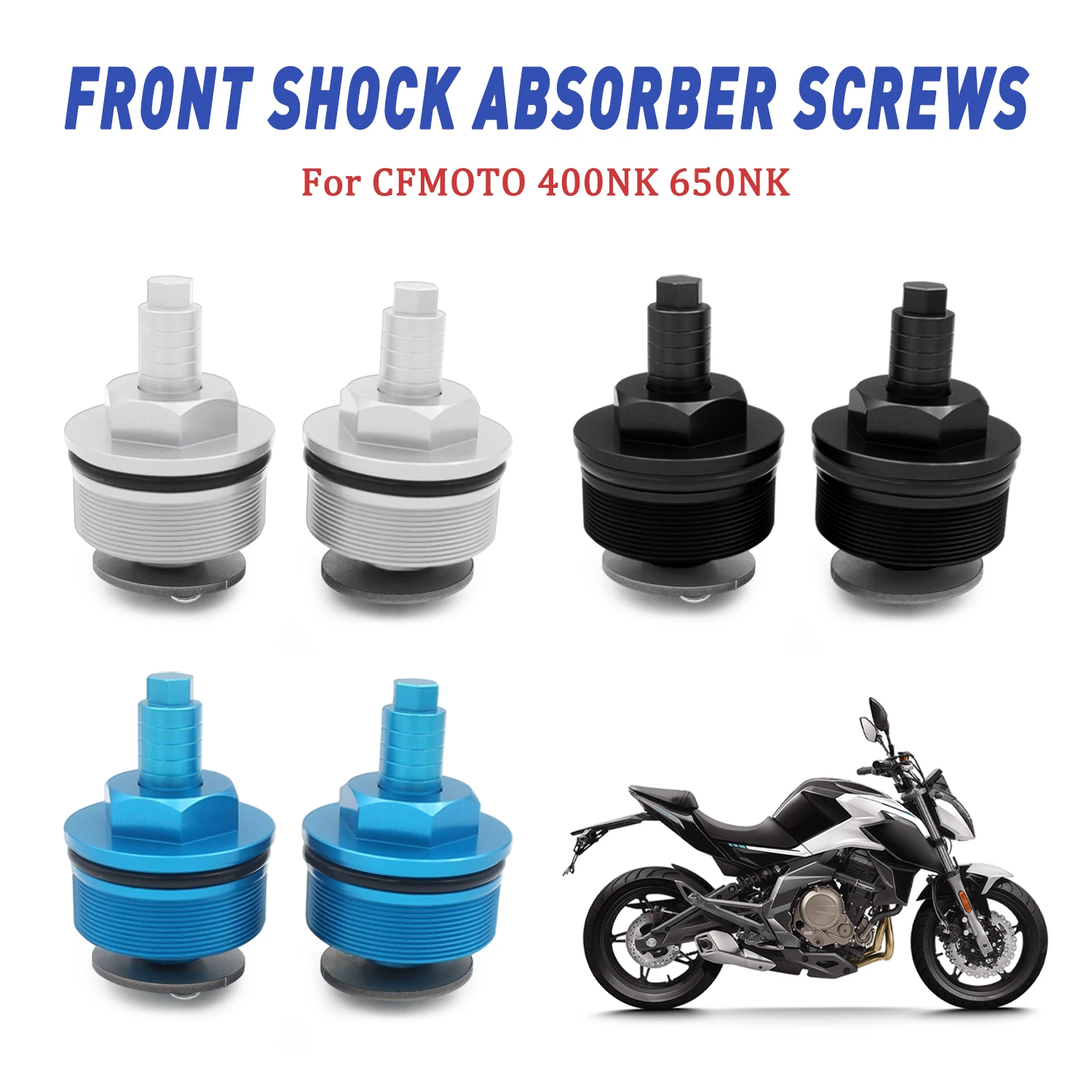 Motorcycle Adjustable Fork Bolts Shock Screws CNC Aluminum Fork Adjuster Cap For CFMOTO 650NK 400NK NK400 NK600 Accessories