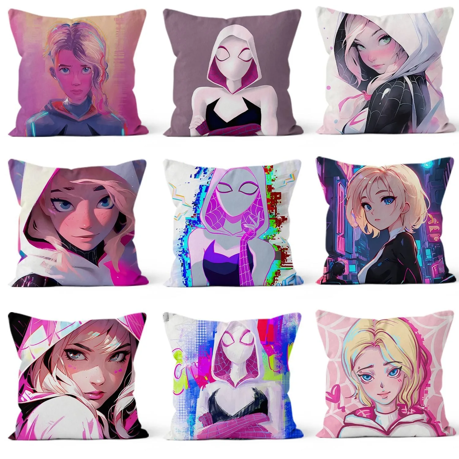 Superhero Spiderman Pillowcase Spider Gwen Printed Pillowcase Living Room Sofa Chair Cushion Cover Room Home Decor Gift