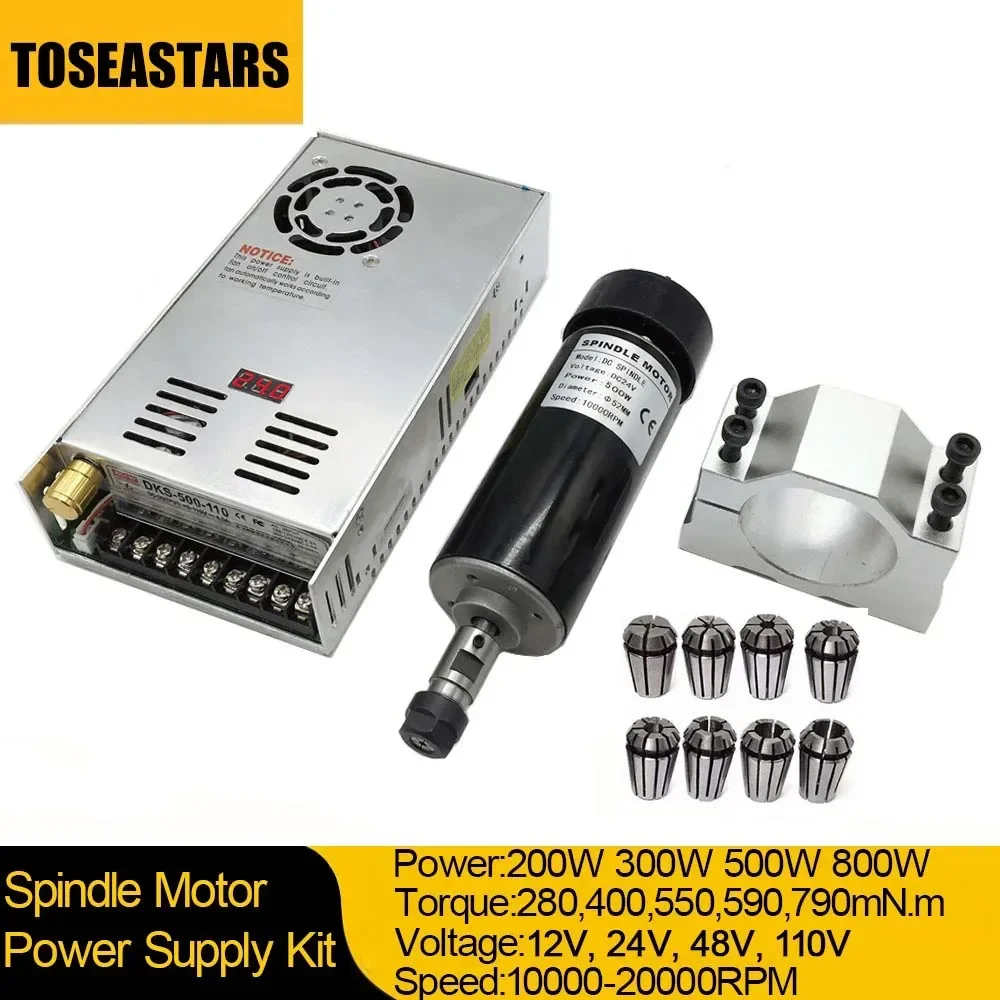 CNC Spindle Motor Power Supply Kit DC 24V 48V 110V 200W 300W 500W 800W ER11 ER16 for CNC Router Acrylic ABS Engraving Machine