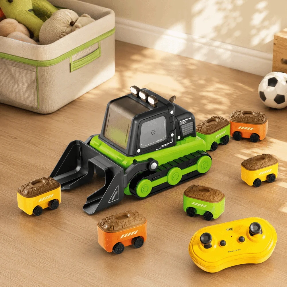 2.4G Remote Control Remote Control Car RC Bulldozer Magnetic Car Chain Interactive Toy Construction Vehicle Racing Design