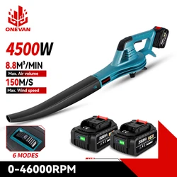 ONEVAN 4500W แรงดันสูงเครื่องเป่าลมไฟฟ้าหิมะเป่า Soot Blower ฝุ่น Remover การเผาไหม้ Leaf Blower สําหรับ Makita 18v แบตเตอรี่