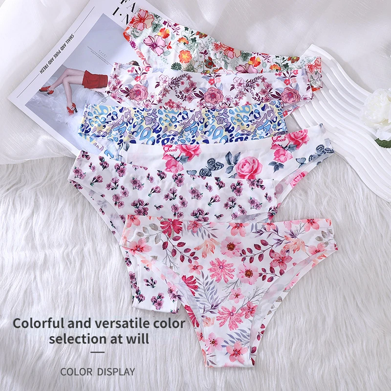 아이스 실크 파편 로우 웨이스트 속옷, 심리스 통기성 삼각형 바지, 섹시한 하프 랩 엉덩이