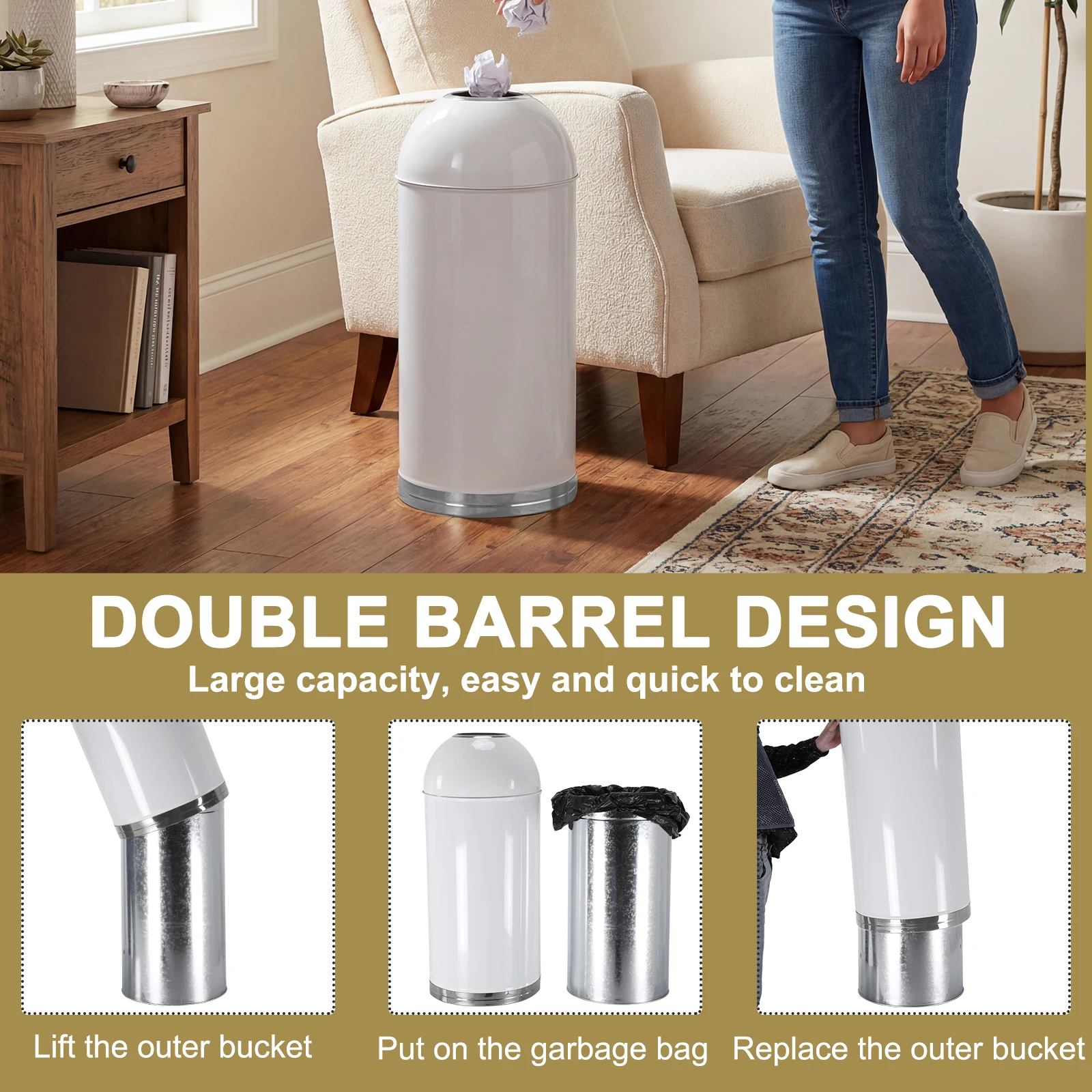 

Металлические мусорные баки на 58 л для тяжелых условий эксплуатации со съемным внутренним ведром, уличные урны для мусора для дома, офиса, ресторана, коммерческого использования