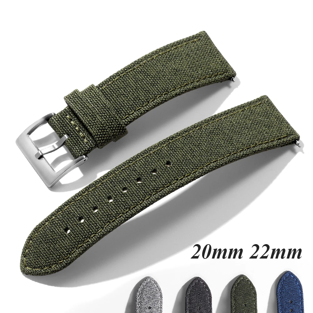 Sailcloth Watch Strap 20mm 22mm for Seiko Band Waterproof Fabric Watchband Quick Release Wristband High Quality Women Men Belt
