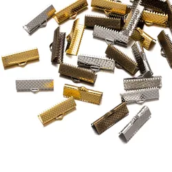 50Pcs Crimp Beads Clasps Cord End Caps String Ribbon Leather Clip Foldover Connectors For DIY Jewelry Supplies Findings