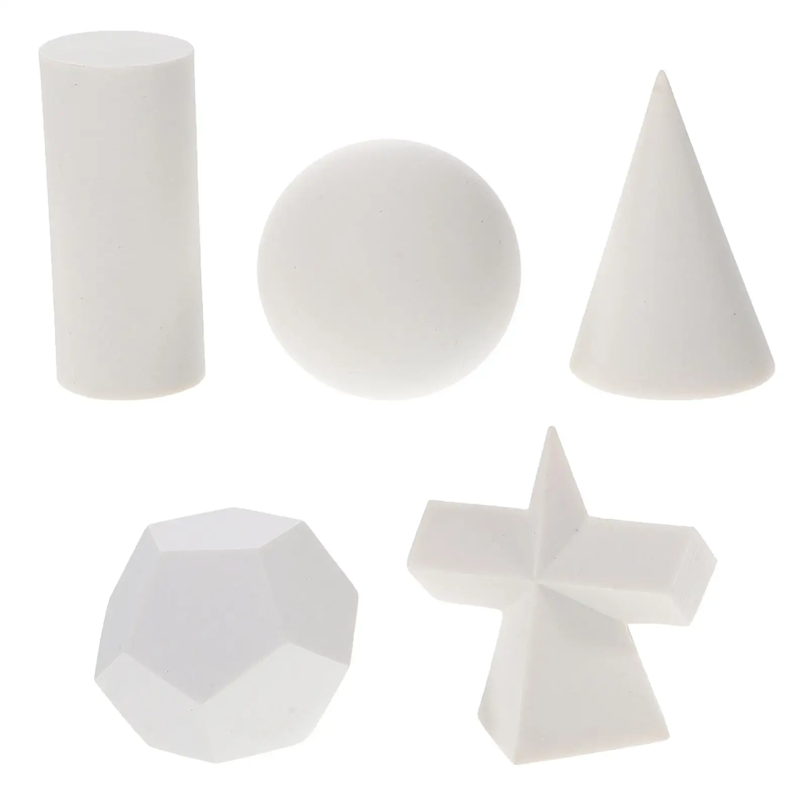 

5 Pcs Simulated Gypsum Geometry Sketch 3D Geometric Shapes Classic White Resin Drawing