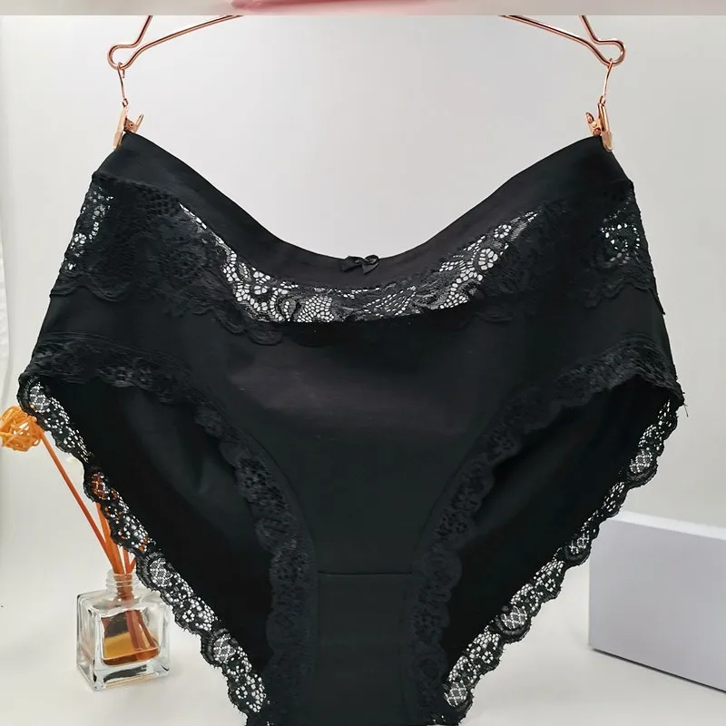 Lace Flower Panties for Women, Female Underwear, Sexy Briefs, Cotton Underpants, Plus Size, 5XL