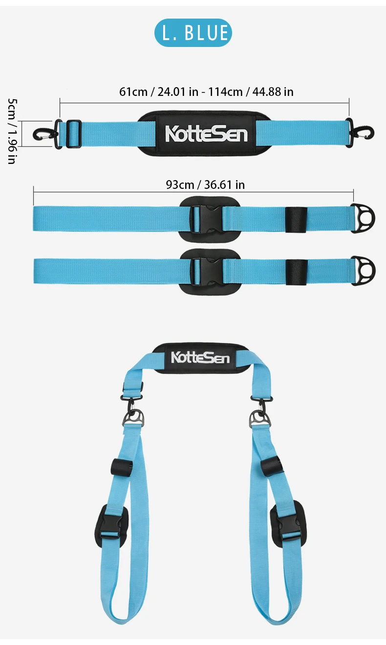 Kottesen Paddleboard-Gurt SUP-Zubehör Verstellbarer Surfbrett-Schultergurt Kajak Multifunktionales Bindeseil Mehrfarbiges Befestigungsseil – Detail 10