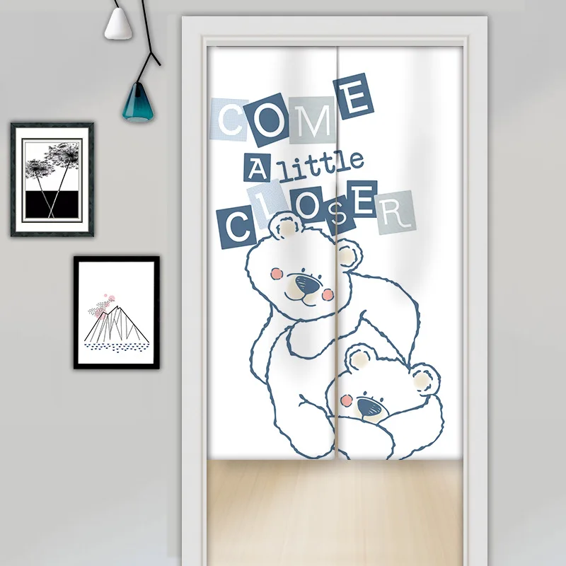 Cute Cartoon Animals Doorway Curtain Noren Kitchen Bedroom Home Decor Door Curtains Japanese Style Linen Hanging Half-Curtain