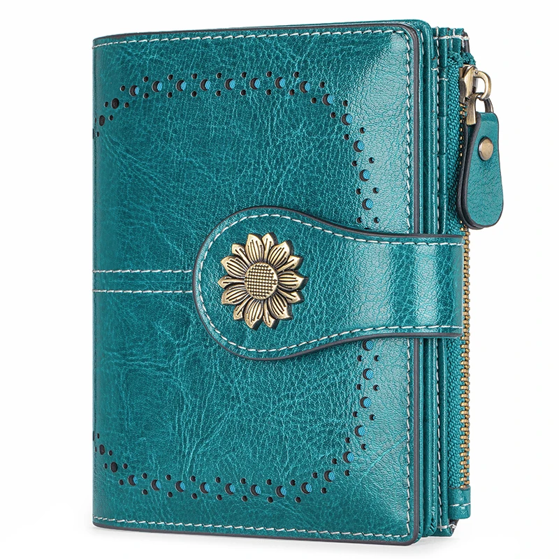 Genuine Leather RFID Wallet Women Clutch Credit Card Holder Zipper Coin Purse Casual Ladies Purse