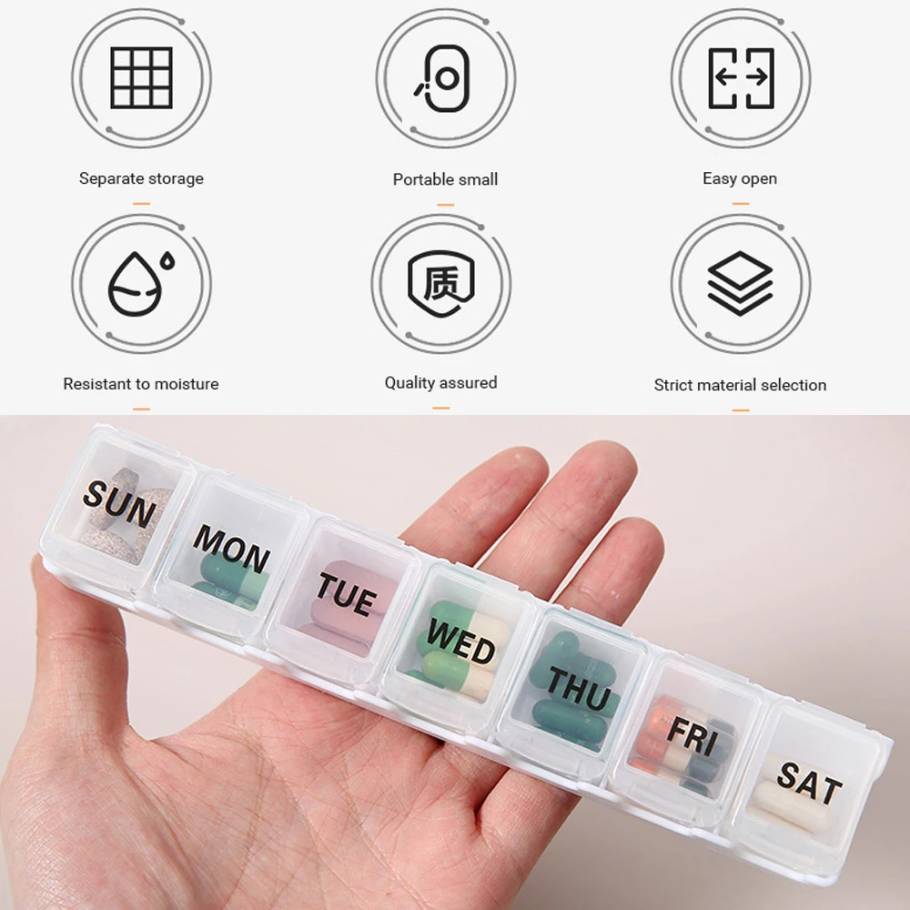 1 Stück Wöchentlicher Pillenorganizer, Große 7-Tage-Pillendose, Täglicher Vitaminbehälter, Medizinbox, Pillenbehälter für Medikamente, Nahrungsergänzungsmittel, Fischöl