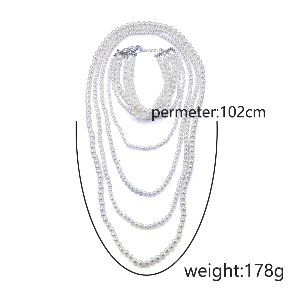 2024 New ZA Multilayer White Imitation Pearls Necklace Women Indian Statement Maxi Long Large Collar Choker Necklace Jewelry