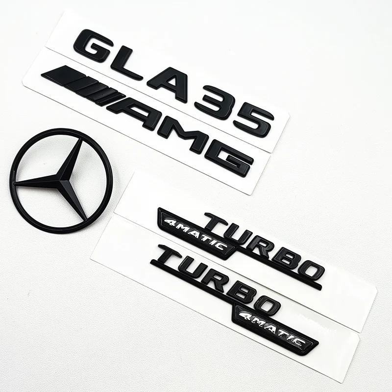 3D Black GLA35 Logo Body Kit Car Rear Trunk Star Sticker TURBO 4MATIC Emblem Badge For Mercedes Benz GLA35 AMG X156 Accessories